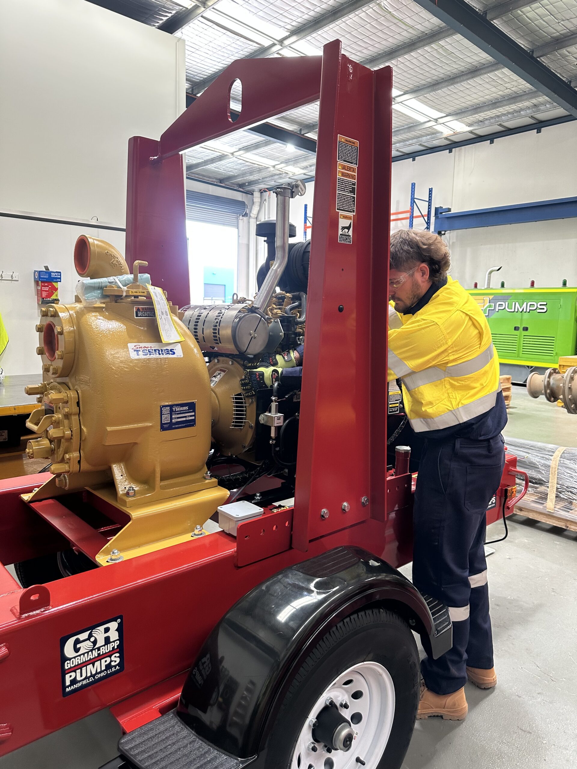 Plus Pumps engineer working on Gorman-Rupp pump